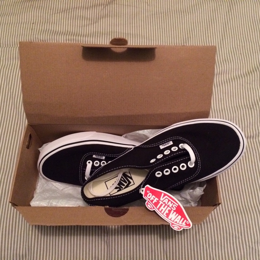 Vans Authentic — White on Black lace-ups